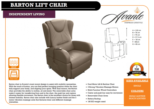 Barton Leather Massage Lift Chair - Image 2