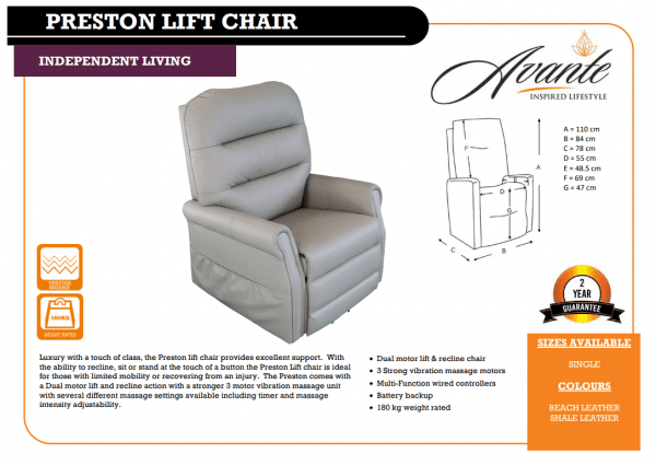 Preston Leather Massage Lift Chair - Image 2